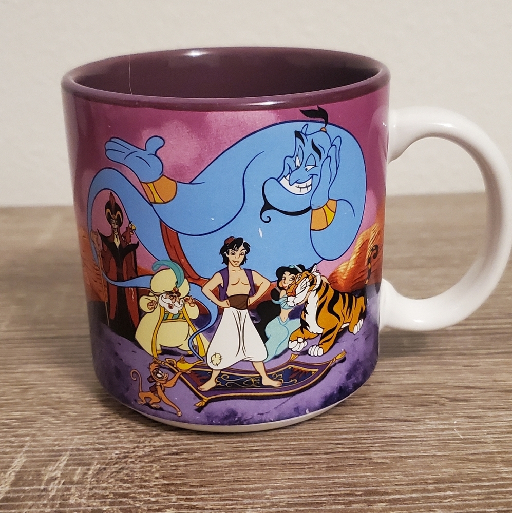 Vintage 90s Disney Aladdin Mug with Genie and Characters